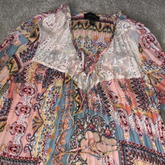 Melissa Paige Accordion Boho bohemian blouse‎ women’s large - Picture 7 of 16